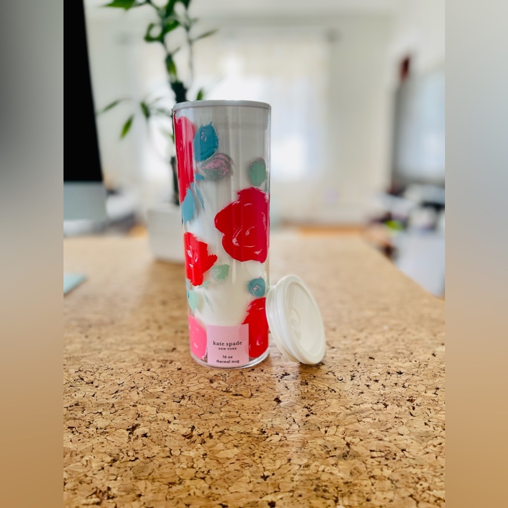 Kate Spade Brushy Rose 16oz thermal mug